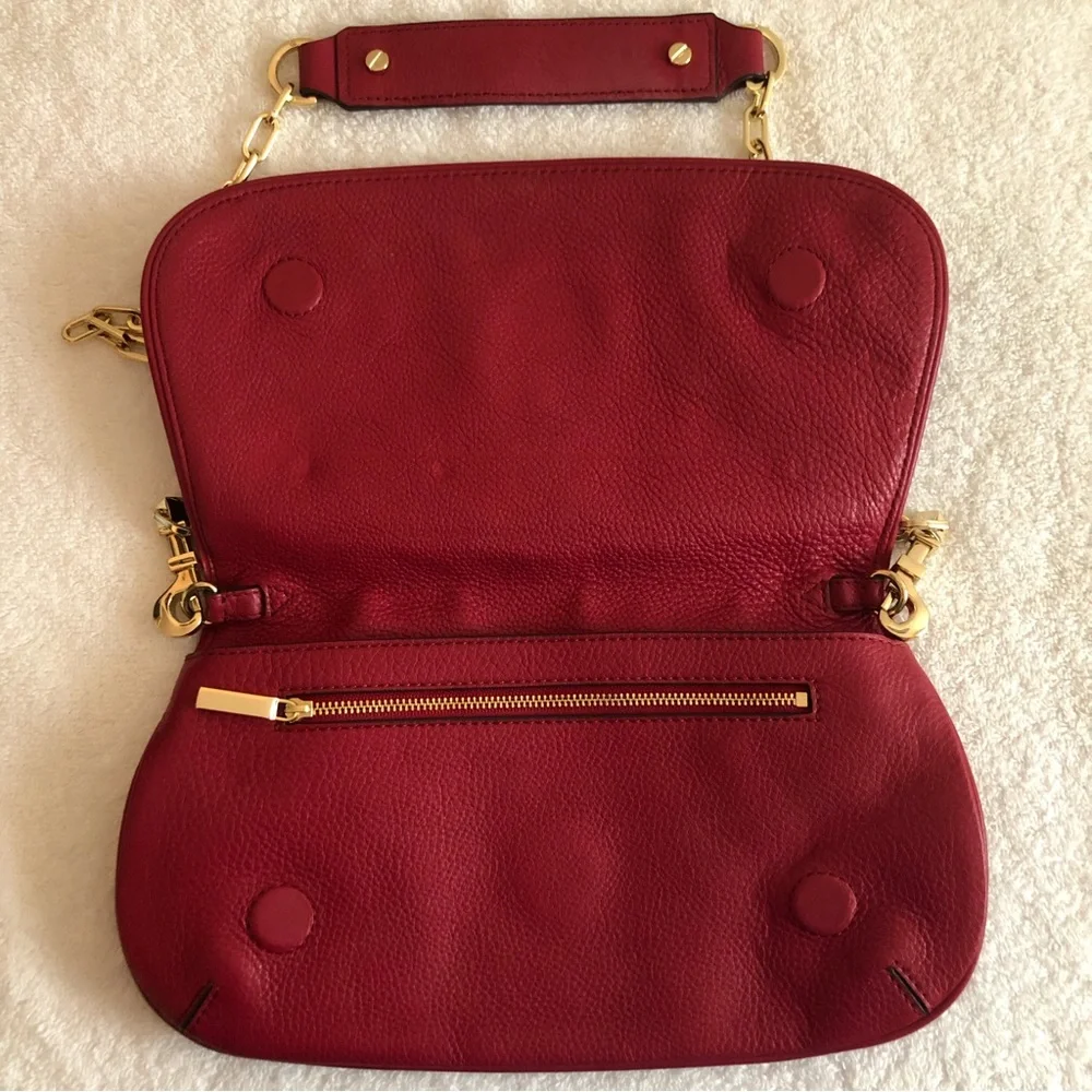 Tory Burch Red Leather Logo Crossbody Bag w/ Tory Burch Dust Cover - Picture 3 of 5